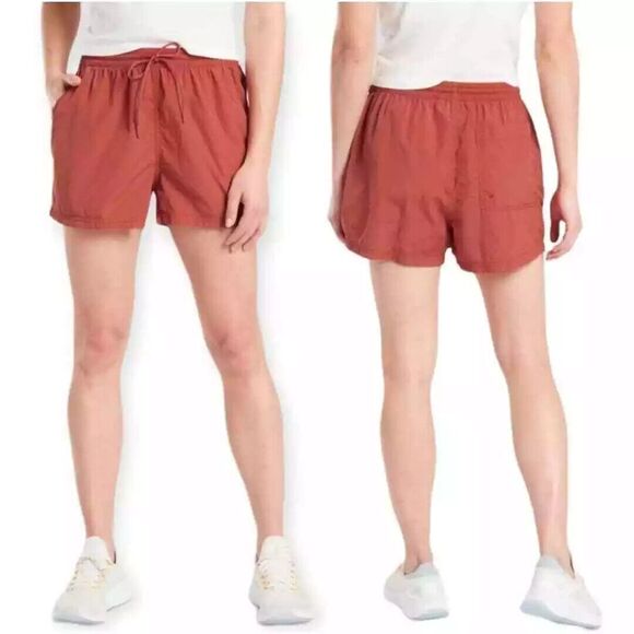 ATHLETA Expedition Short 4 Etruscan Red Windbreaker Drawstring Hiking EUC B16 - Picture 1 of 6